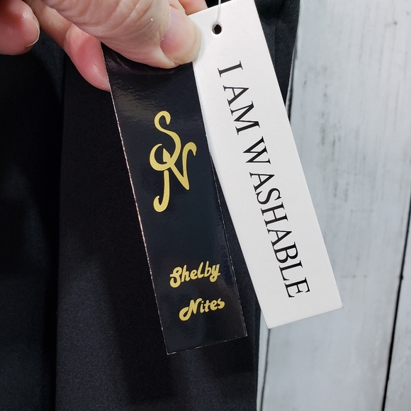 New! Shelby Nites Black High Neck Sheath Dress - Picture 7 of 9